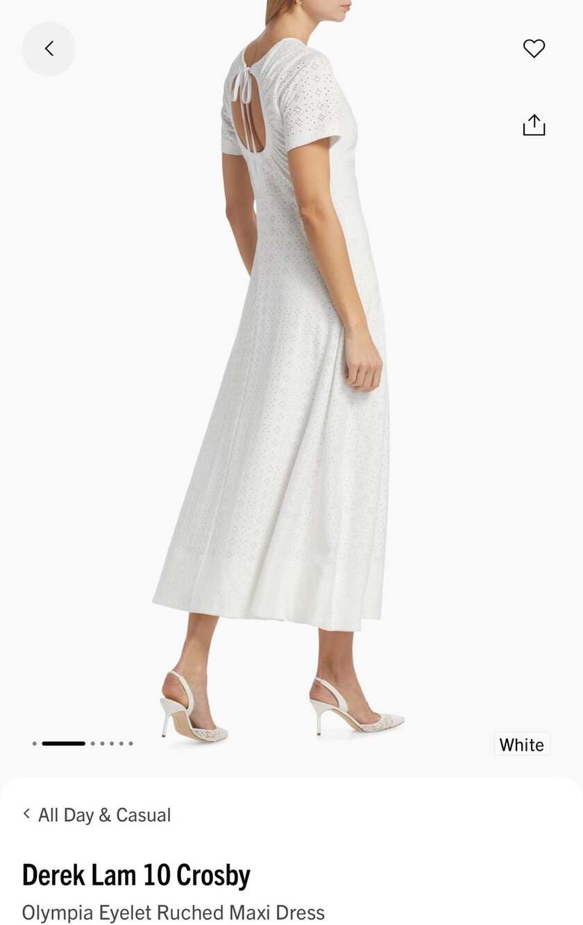 Derek Lam 10 Crosby Olympia Eyelet Ruched Maxi Dress White XS